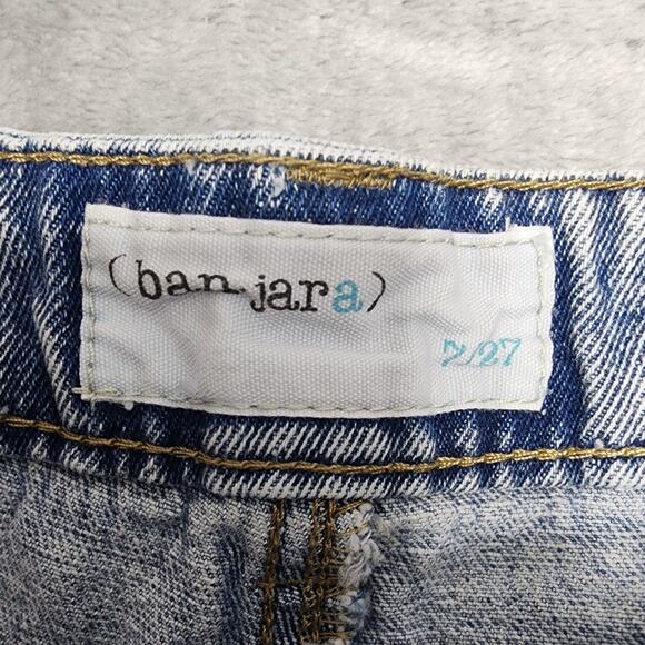 NEW Banjara Shorts Womens 7/27 Blue Embroidered Flowers High Rise Light Wash - Picture 3 of 11